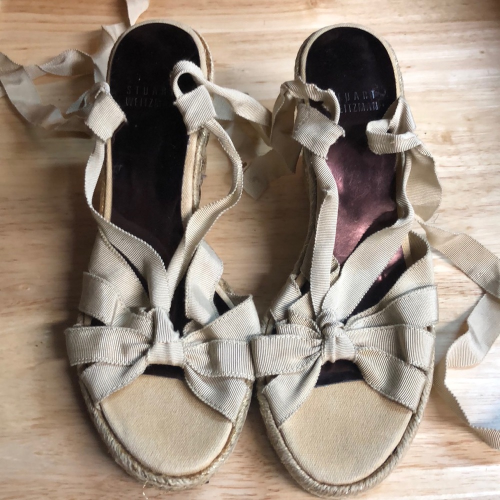New Stuart Weitzman Strappy Lace up Espadrilles